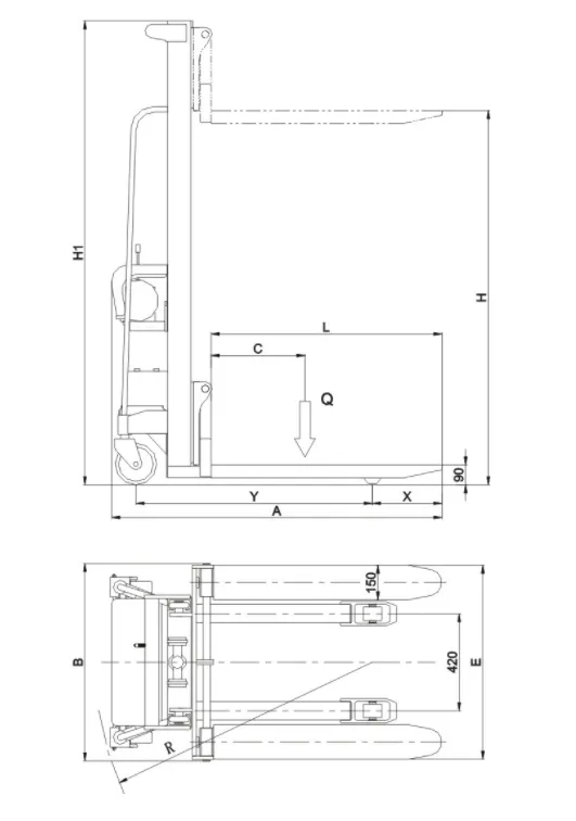 Apilador semieléctrico a pie