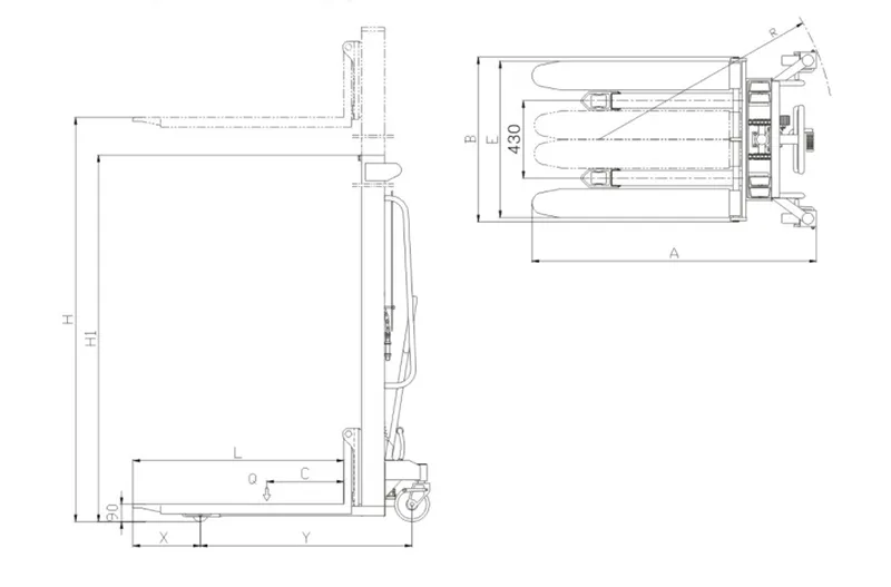 Apilador manual de doble mástil